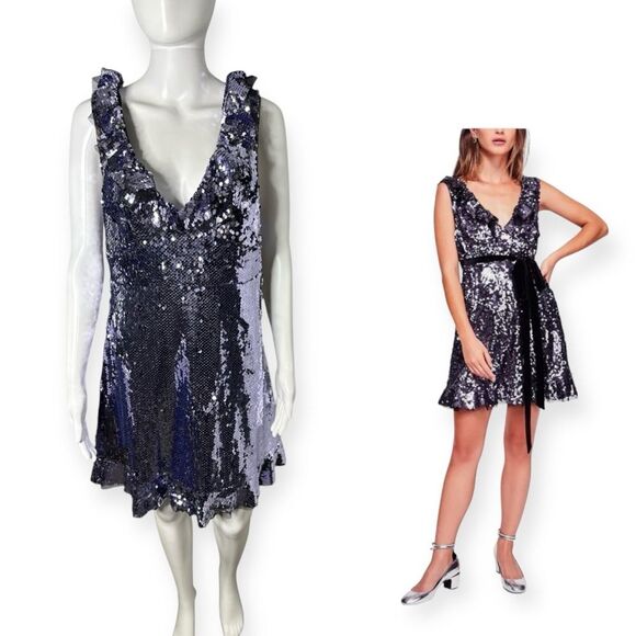 Free People Dress Women’s 12 Siren Sequin A Line Cocktail Party NYE Party - Picture 1 of 8